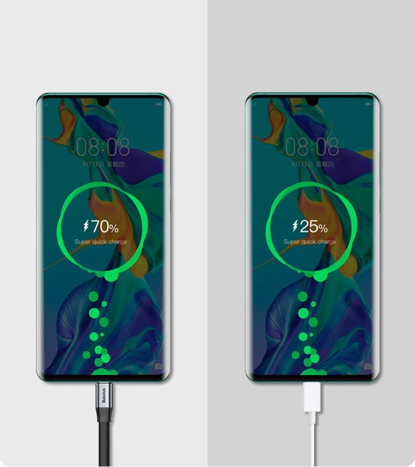 Kabllo USB-C Baseus Simple CATMBJ-BG1, 23cm, 40W, e zezë/argjendtë