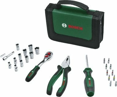 Set veglash dore Bosch 1600A02BY2, 26 copë, me çantë e zezë