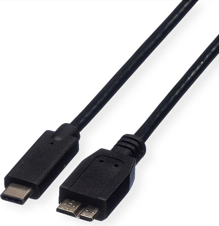 Kabllo USB ROLINE USB-C në Micro-USB B, USB 3.2 Gen 1, 0.5 m, e zezë