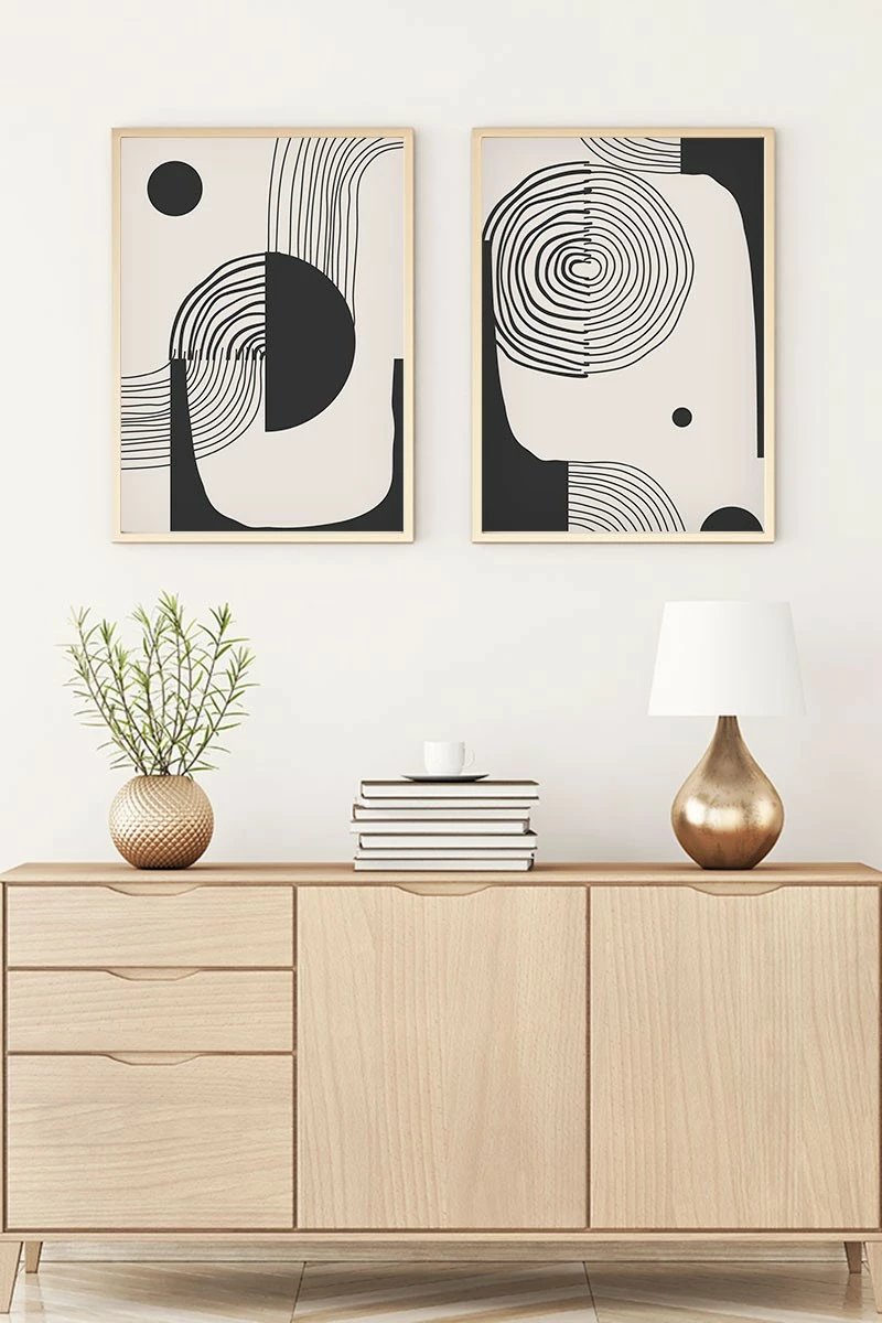 Pikturë dekorative me kornizë, MDF, 2 copë, Wallity, Huhu75, 50x35cm