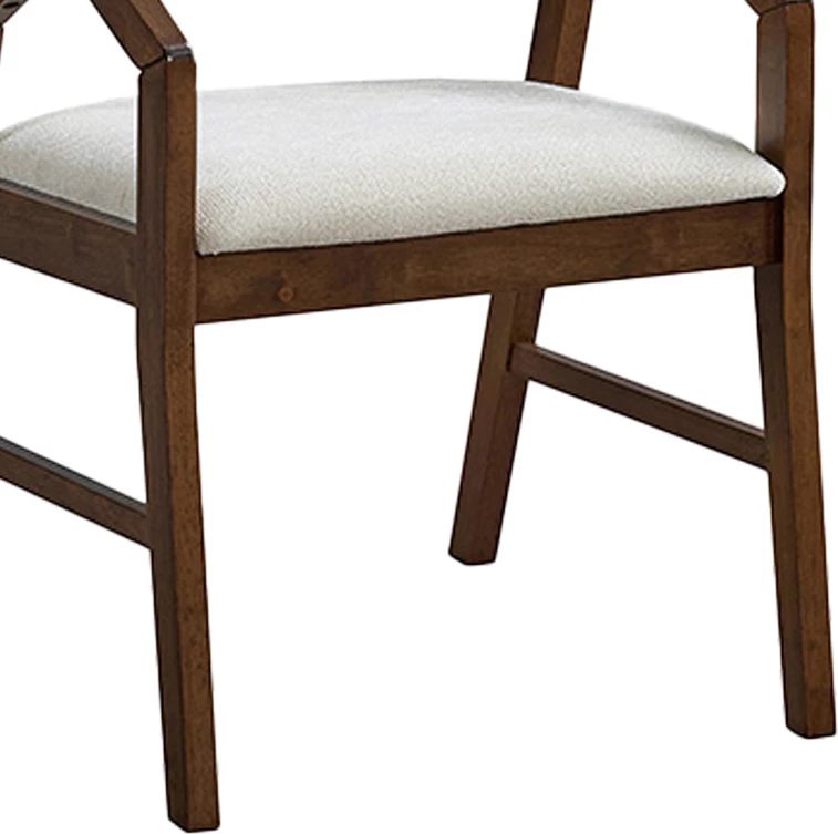 Karrige me krahë Livia, dru kauçuku, ngjyrë arre-ecru, set prej 2 copë, 47.5x54.5x78cm