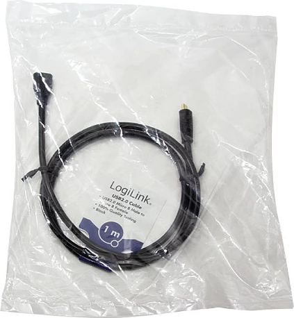 Kabllo USB 2.0 LogiLink Micro-USB M në Micro-USB F, 1 m, e zezë