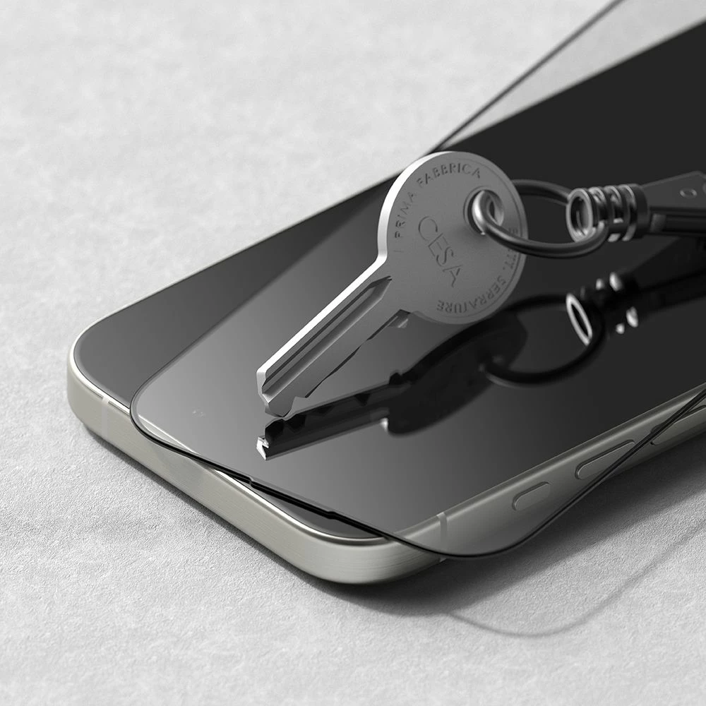 Xham mbrojtës për ekran, Ringke Easy Slide, për iPhone 16 Pro, 2-pack, Kornizë e zezë