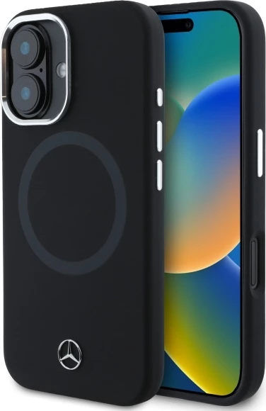 Mbështjellës Mercedes MEHMP16S23SUTTK për iPhone 16 6.1", silikon, MagSafe, zi