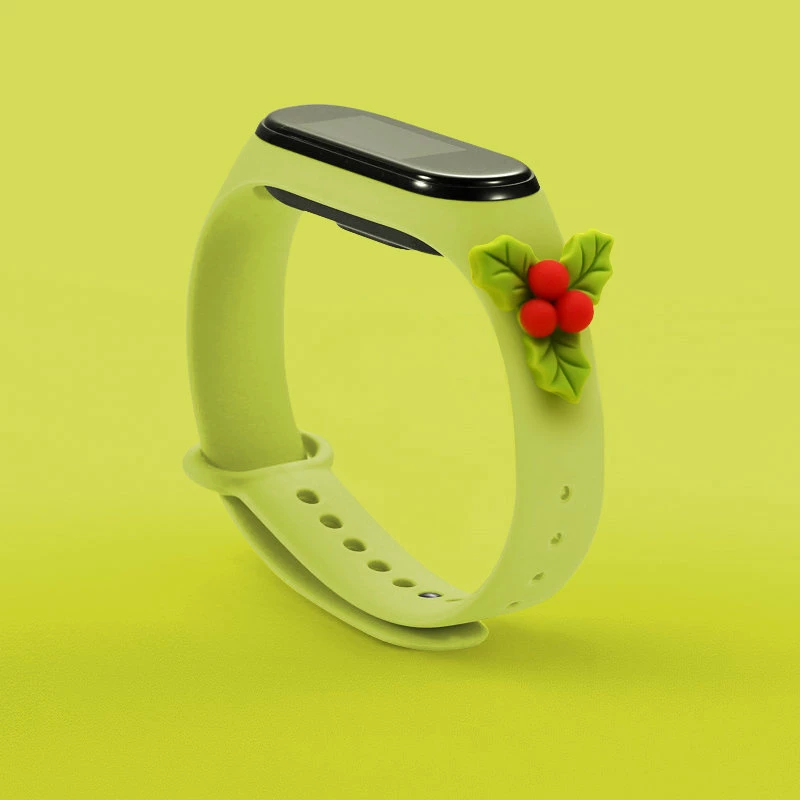 Rrip silikoni festiv për Xiaomi Mi Band 3/4 Hurtel, i gjelbër me dekor Krishtlindjesh
