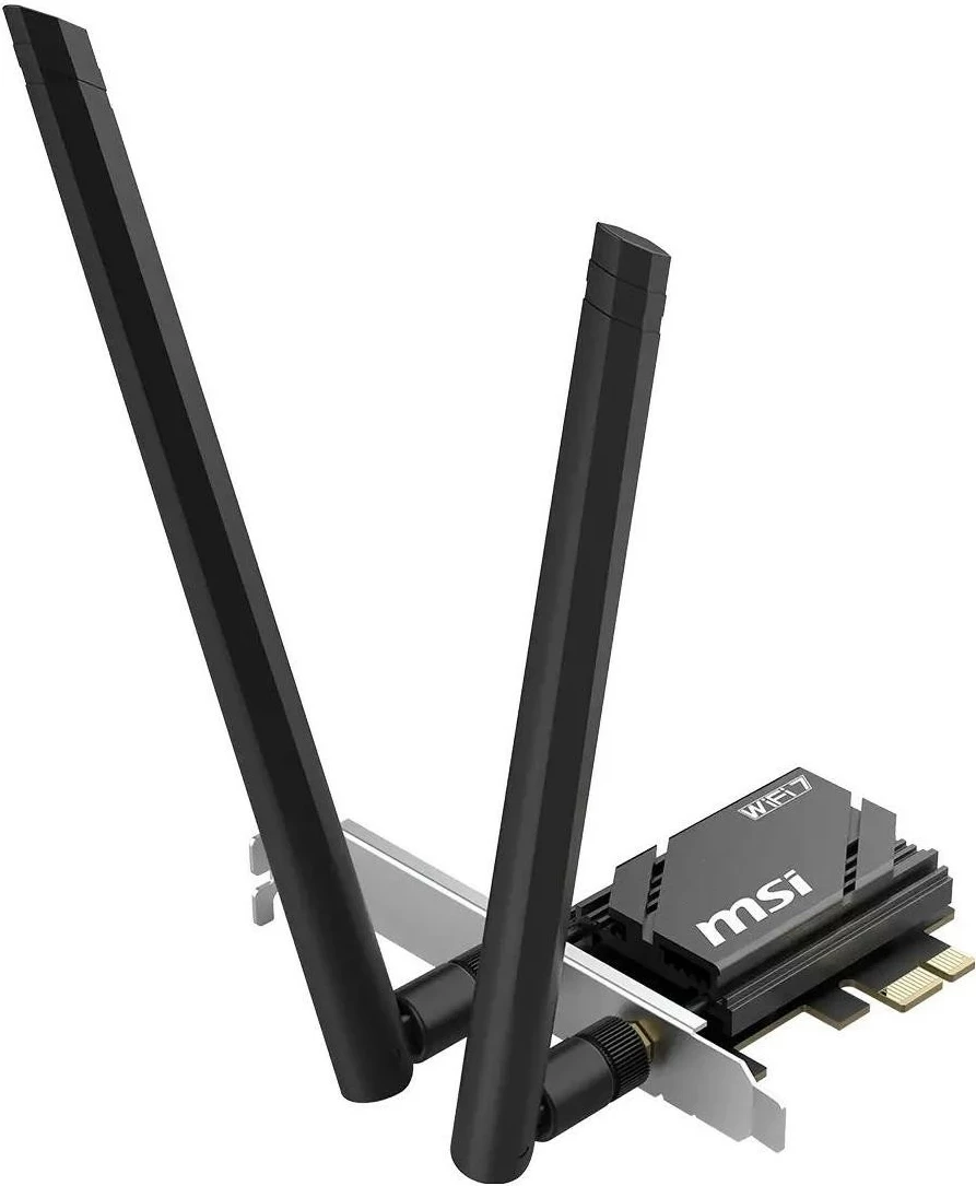 Kartë rrjeti MSI HERALD BE6500, WiFi 7 PCIe, Bluetooth 5.4, tri-band, e zezë