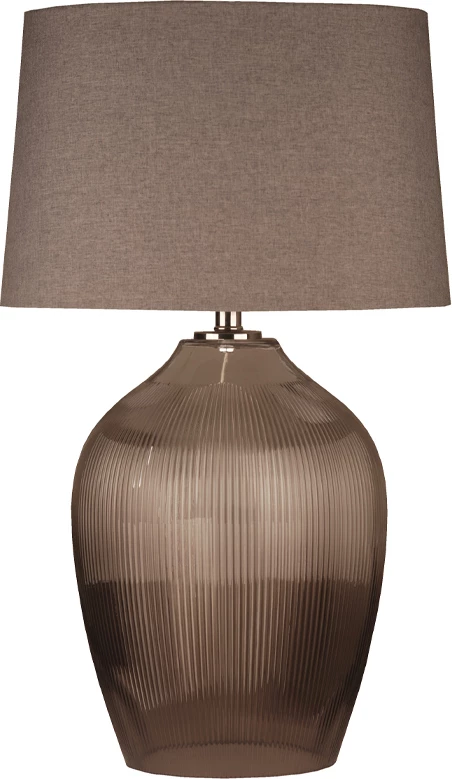 Llambë tavoline Hadley, xham gri transparent, liri gri, 43x43x71cm