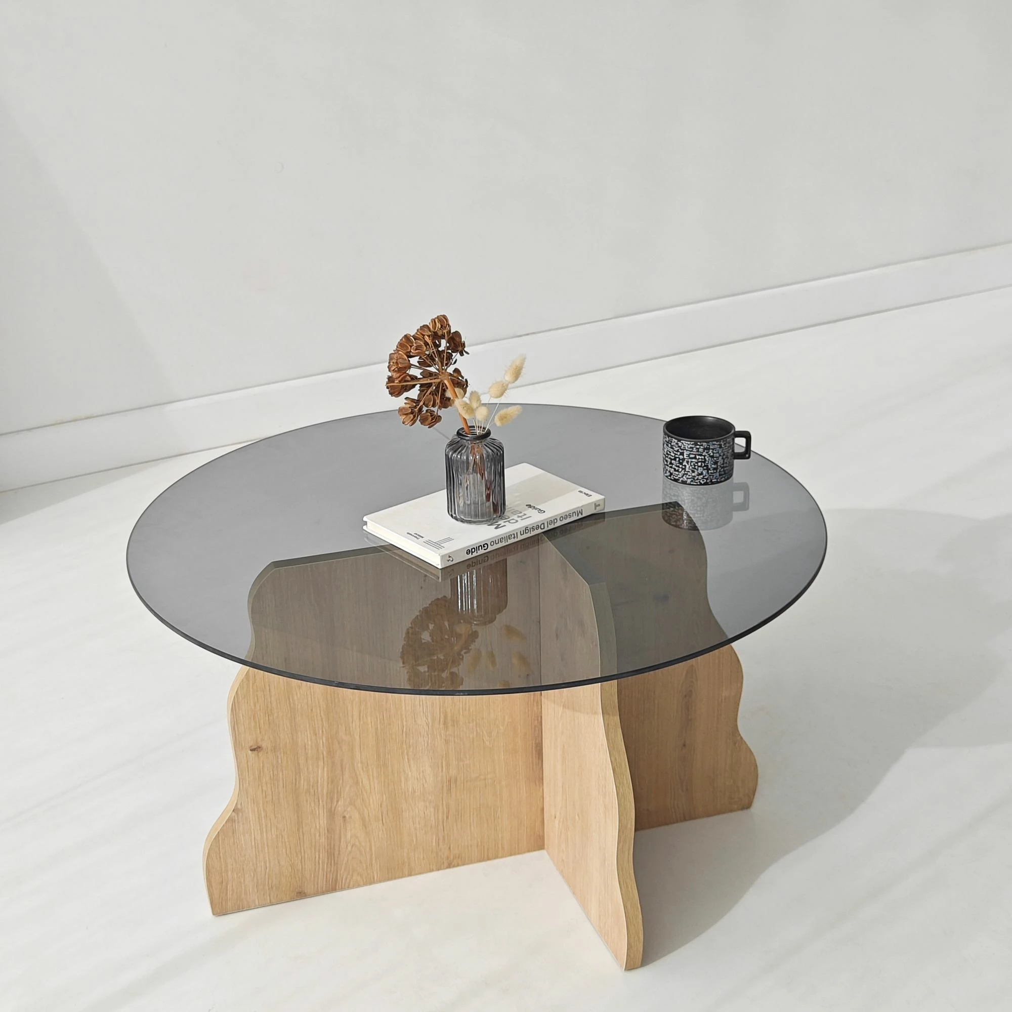 Tavolinë kafeje Skye Decor, Butterfly, ngjyrë lis safir, fume