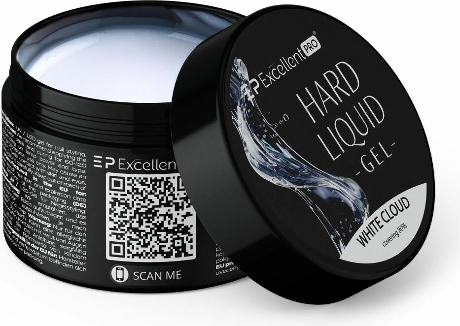 Xhel i fortë për thonj Excellent PRO Hard Liquid Gel White Cloud 50g për femra
