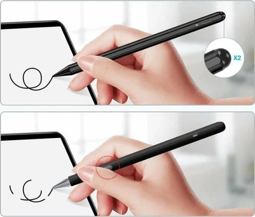 Stilus ESR Digital+ Magnetic për iPad, majë 2mm, karikim USB-C, set me majë rezervë + kabllo USB-C, i bardhë