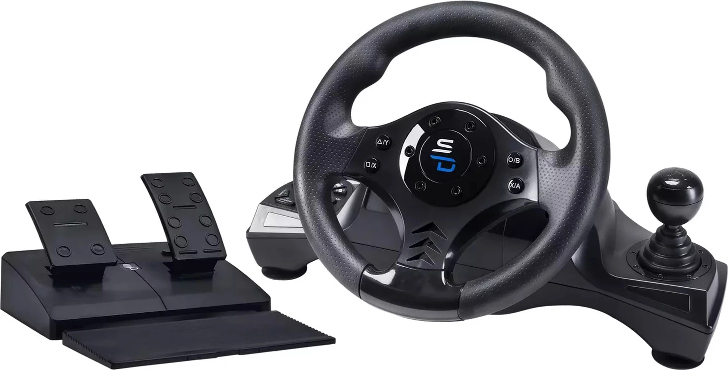 Volan gaming Subsonic SUPERDRIVE GS750, 26 cm, 270°, me pedale e levë marshe, për PS4/Xbox Series X/S/Xbox One/PC, i zi
