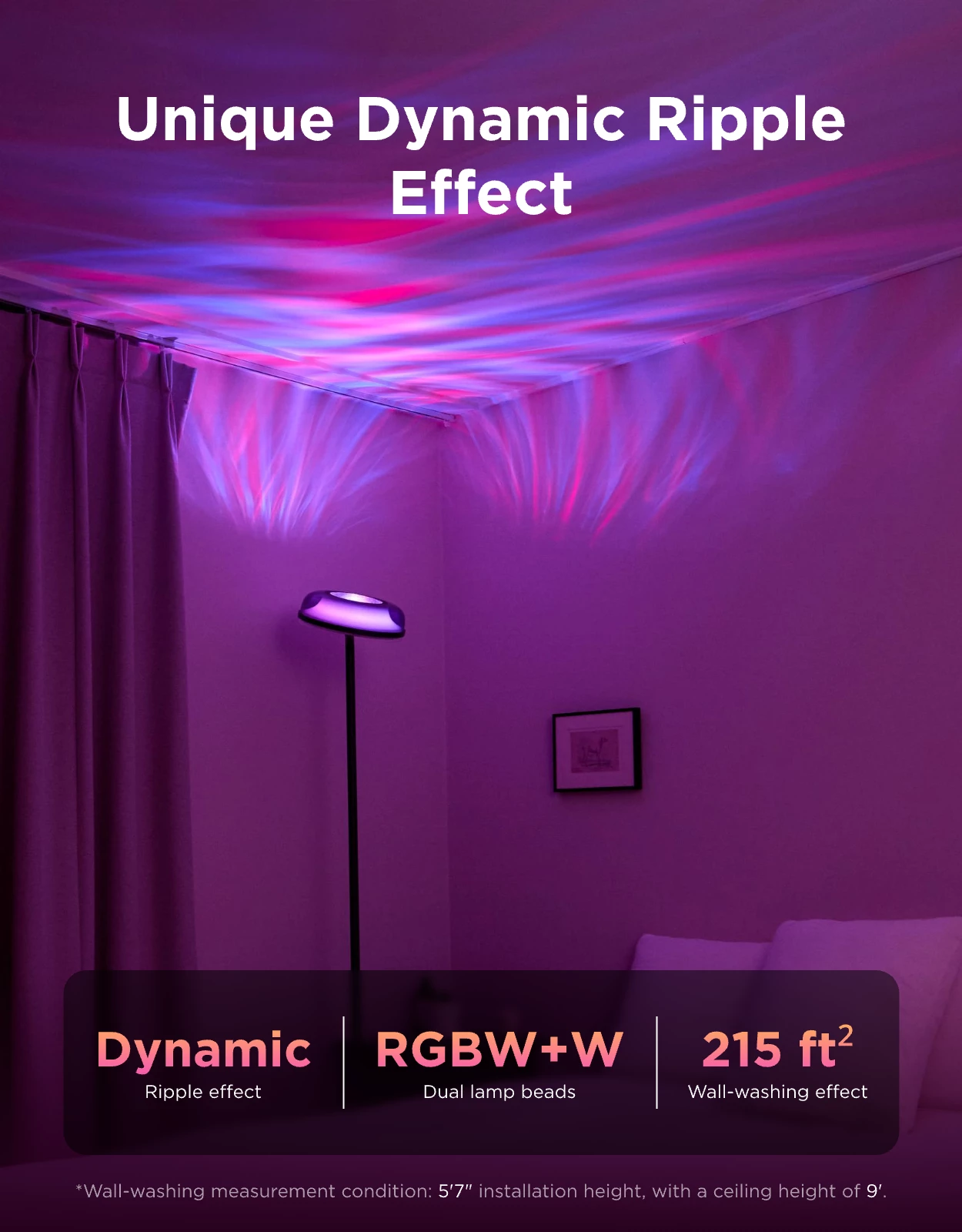 Llambë dyshemeje Govee Uplighter Floor Lamp, 3 zona drite, smart (Alexa/Google Assistant/Matter)