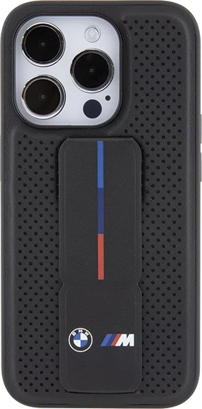 Mbështjellës BMW Grip Stand Smooth & Perforated për iPhone 15 Pro Max, i zi