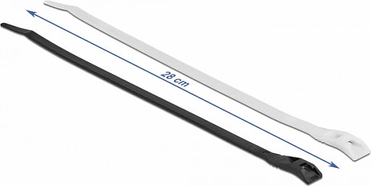 Lidhëse kabllosh DeLOCK 280 x 7.6 mm, 100 copë, Polyamide, V2, e zezë/transparent