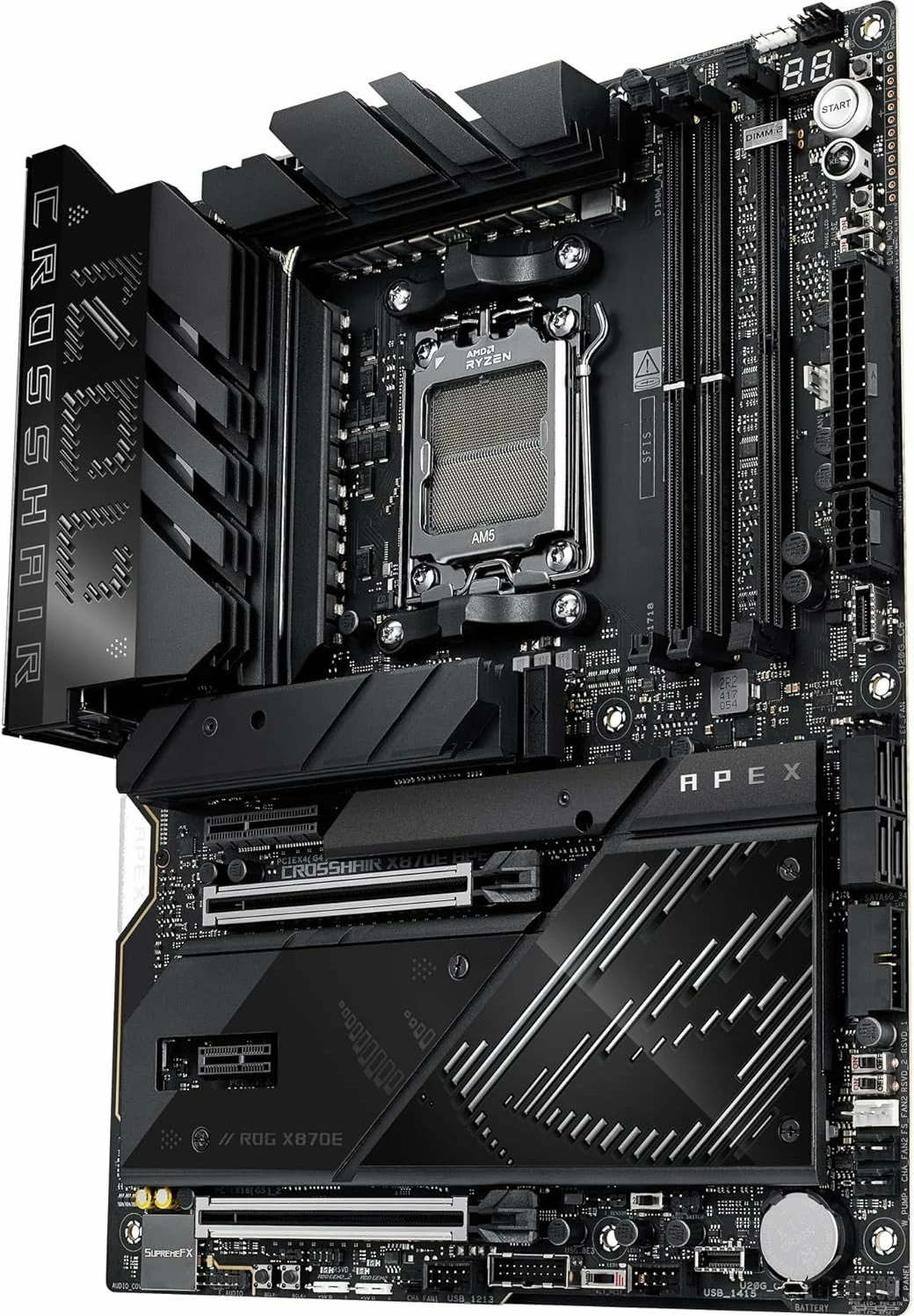 Pllakë amë Asus ROG Crosshair X870E Apex AM5 ATX DDR5 Wi‑Fi 7, e zezë, me antenë WiFi dhe fan kit