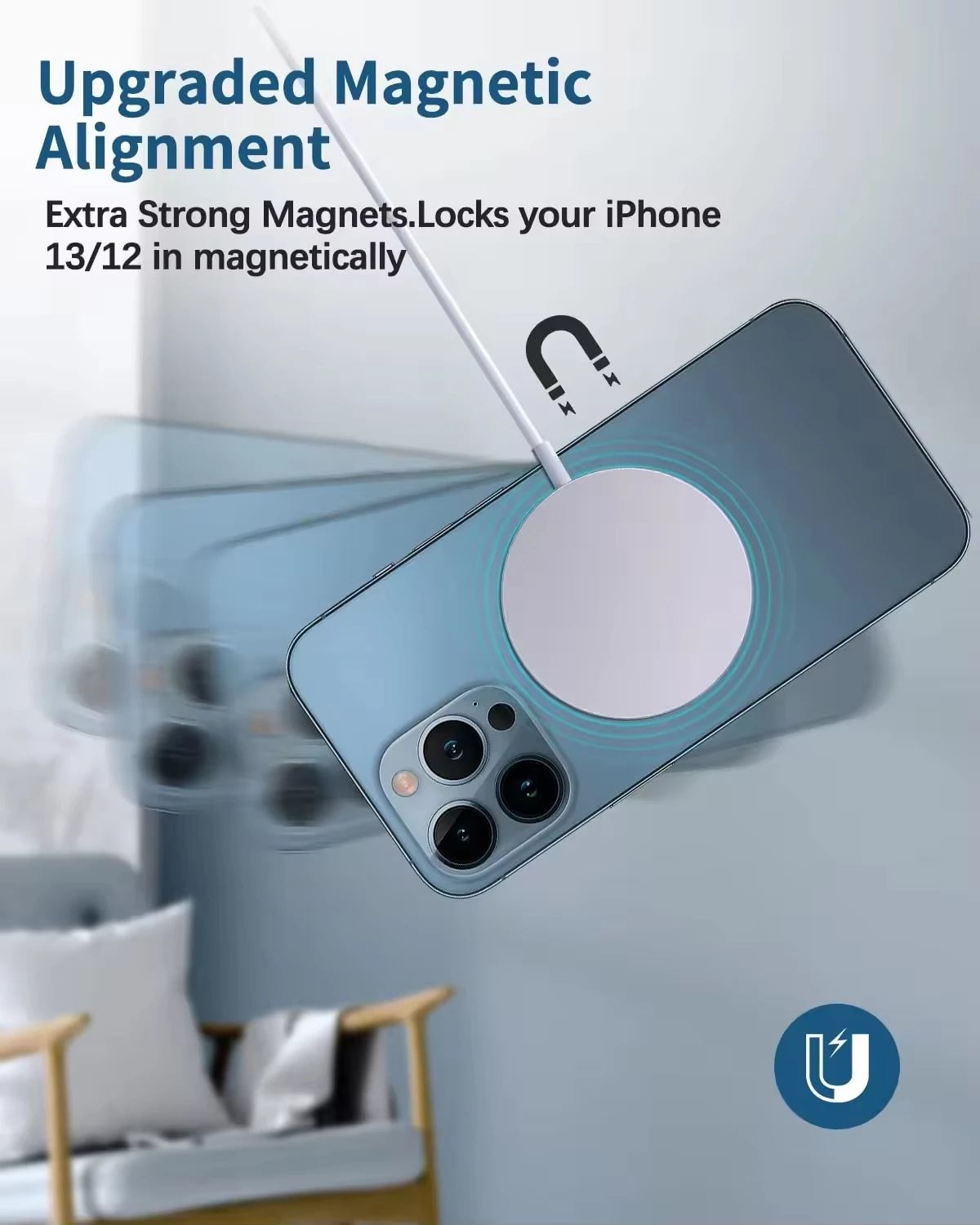 Karikues Wireless Magnetik (Stili MagSafe) me Kabllo Type-C