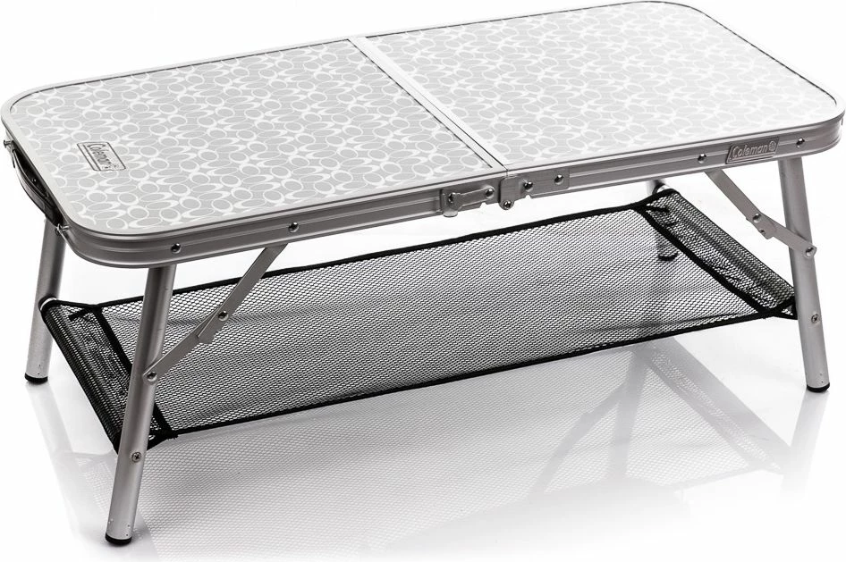 Tavolinë kampingu e palosshme Coleman Mini Camp Table (053-L0000-204395-13), alumini, 80×40 cm, lartësi 32/56 cm, 30 kg, Argjendtë