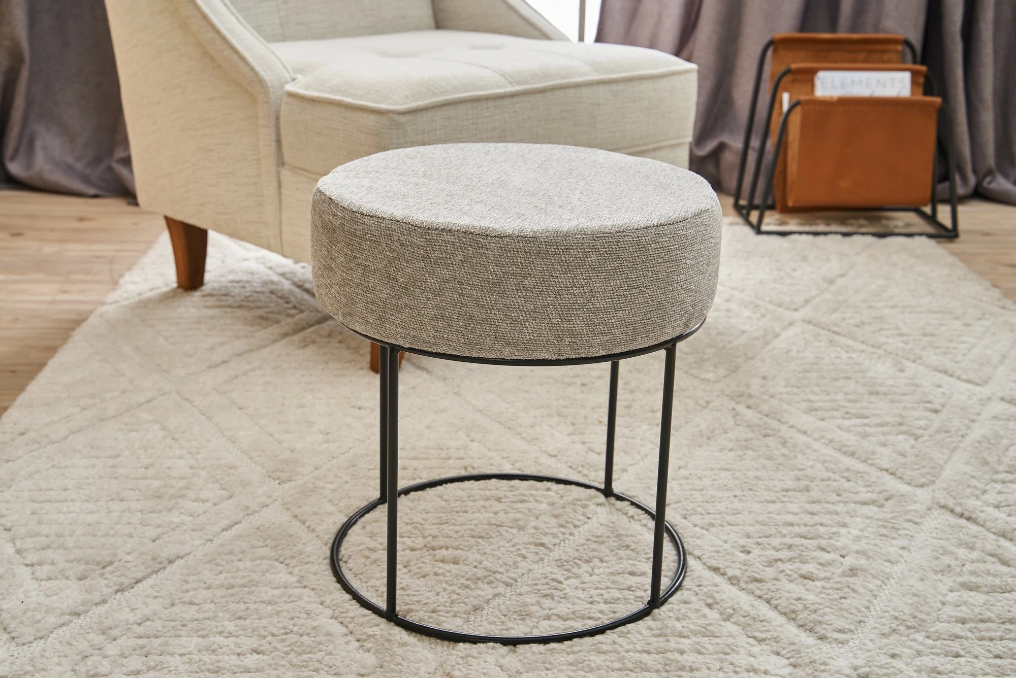 Puf Atelier del Sofa, Moon Steel Gabbana 17, krem dhe e zezë, 40x42x40cm