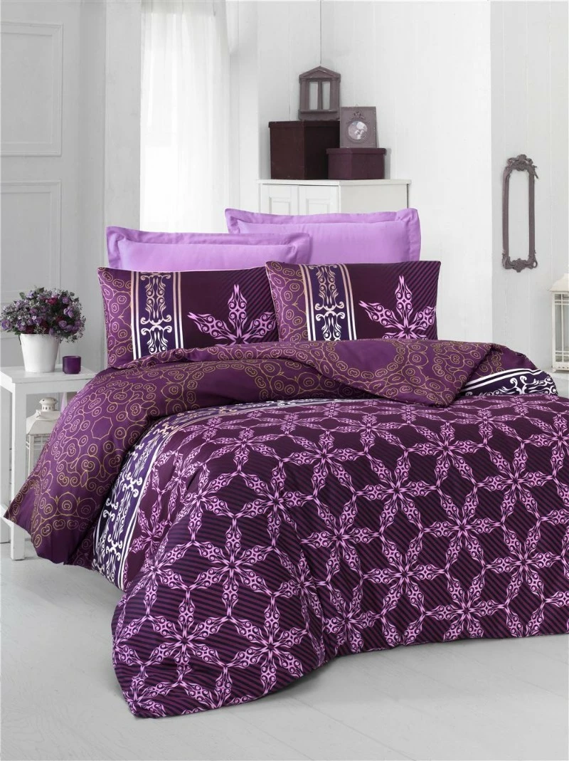Set mbulesë jorgani njëpersonëshe satin, L'essentiel, Alisa, lejla-bardhë