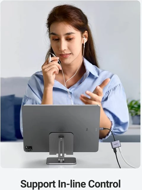 adapter USB-C në 3.5mm + USB-C UGREEN 60164, 2-në-1, PD 60W, DAC 24bit/96kHz, gri