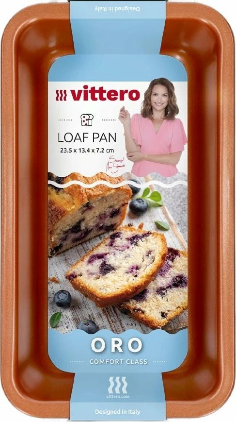Kallëp pjekjeje Vittero Oro loaf pan 23.5x13.4x7.2 cm, çelik karboni, shtresë non-stick XYNFLON, ngjyrë ari