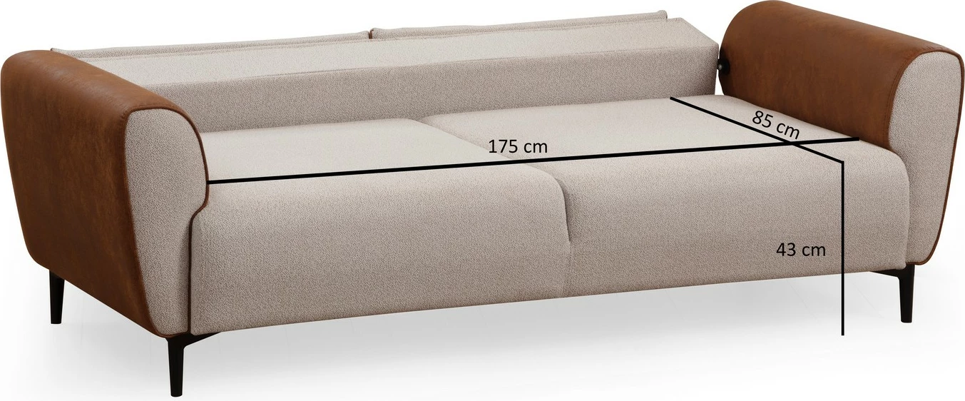 Divan 3-vendësh me shtrat, Atelier del Sofa, bezhë, kanellë