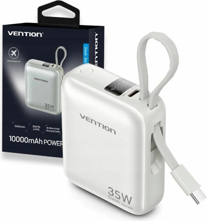 Power bank Vention 10000mAh 35W PD, bezhë