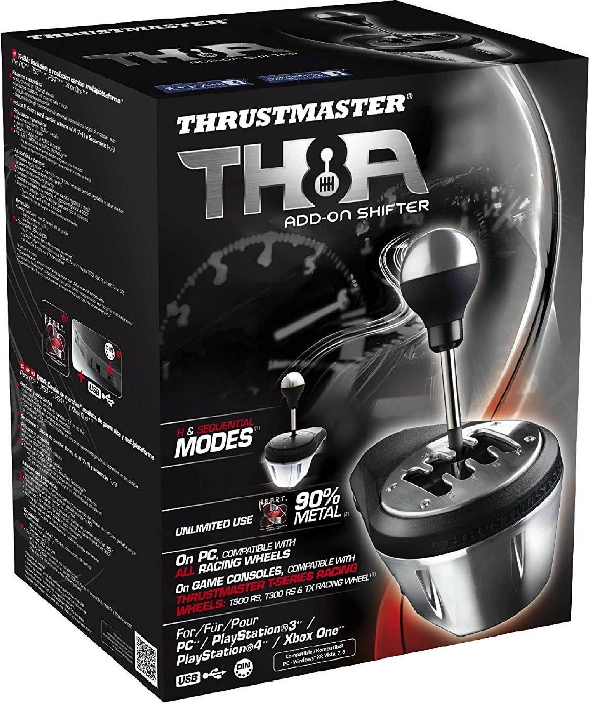 Ndërrues marshe Thrustmaster TH8A Add-On Shifter për timon garash, PC/PS3/PS4/Xbox One, zi/argjend, 1 copë