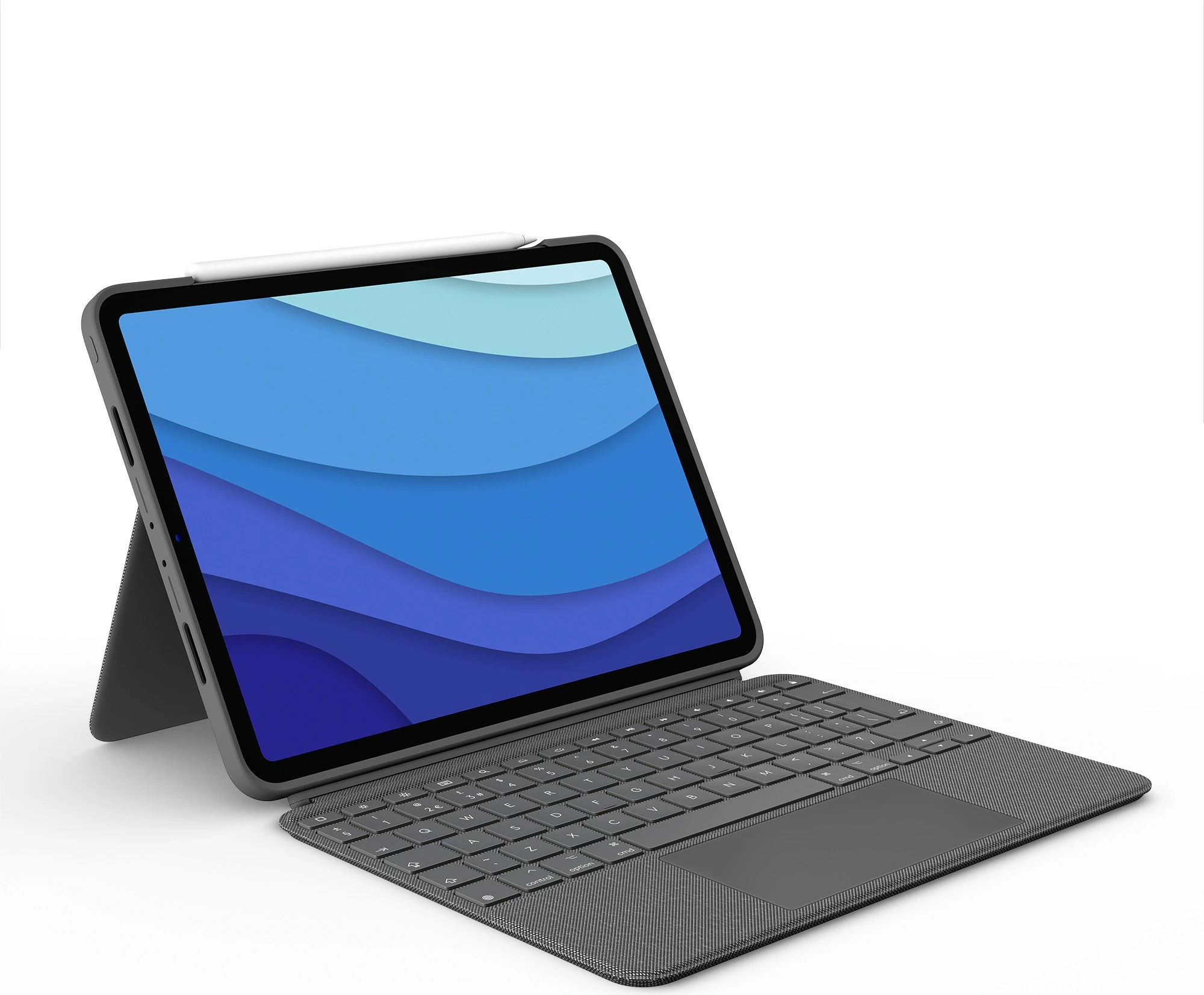 Mbështjellës tastierë Logitech Combo Touch, AZERTY, Trackpad, iPad, Gri