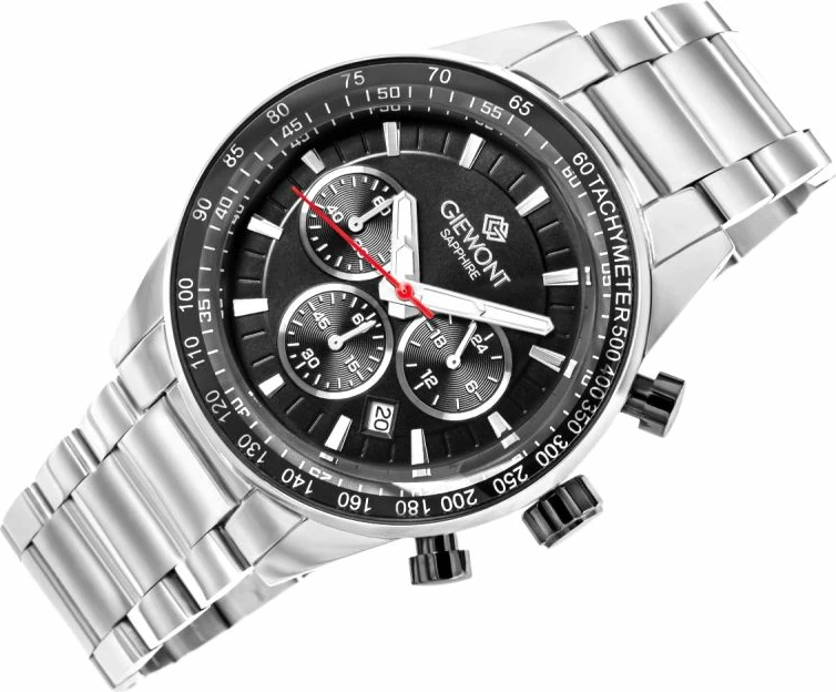 Orë dore meshkuj Giewont GW9140-B1, argjendtë/zezë