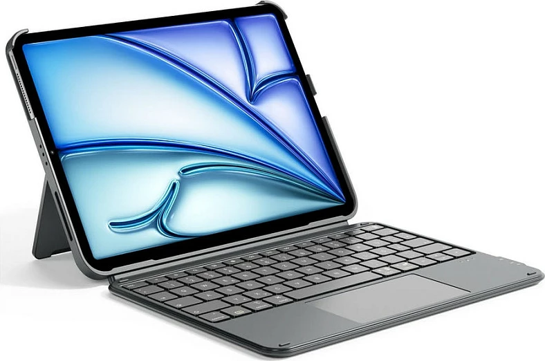 Tastierë me mbështjellës Inateck KB04122, Bluetooth 5.3, QWERTZ, Touchpad, për iPad Air 11" (Gen 7 2025/Gen 6 2024), Gri