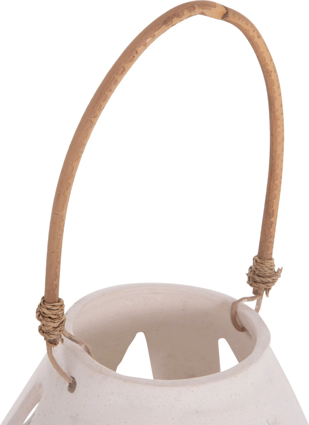 Llambë dekorative tavoline, fibër çimentoje e bardhë, dorezë ratan, ERANTYL FH4696.02S, 25x17cm