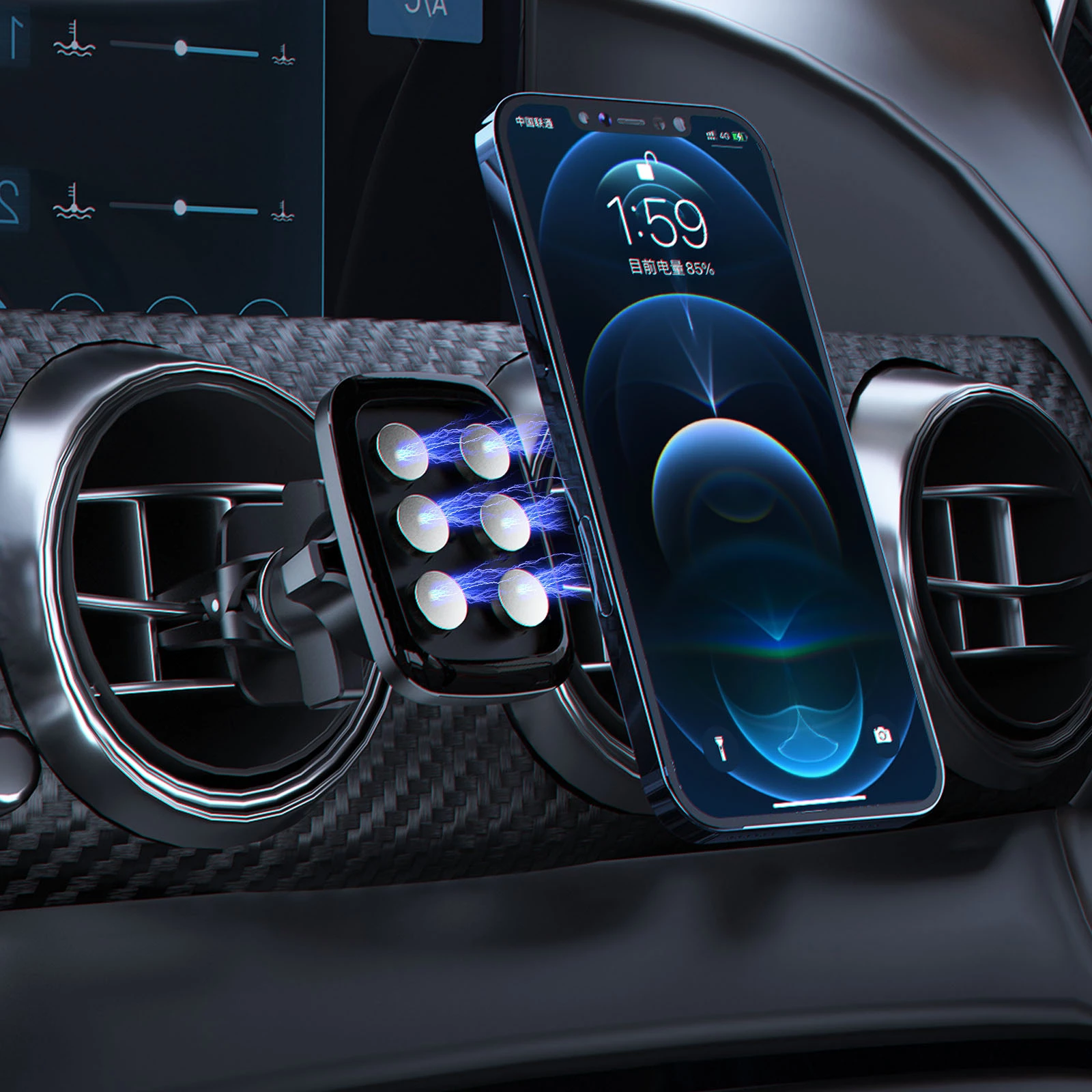 Mbajtës magnetik për celular Dudao F8H, për veturë, i zi