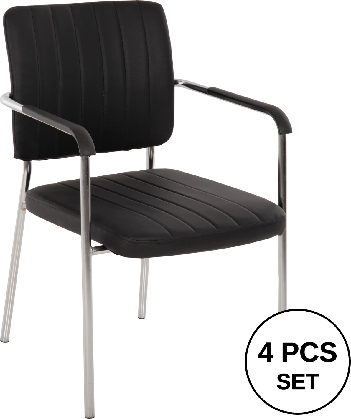 Karrige për konferenca me krahë FH1070.01 e zezë 56,5x59x85 cm, set prej 4 copë