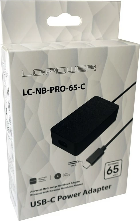 Adapter universal LC-Power LC-NB-PRO-65-C, 65W, USB-C, i zi
