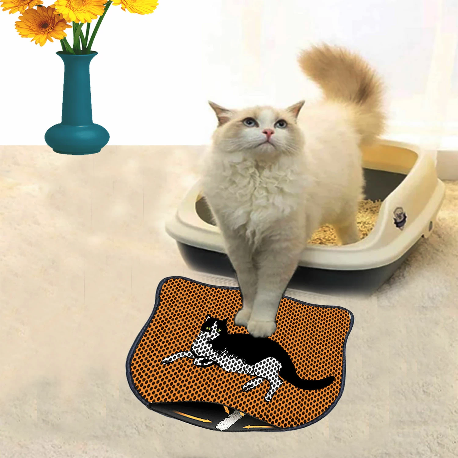 Tapet për rërë mace, shumëngjyrësh, Paws & Whiskers, Kdkafa0014, 40x50cm