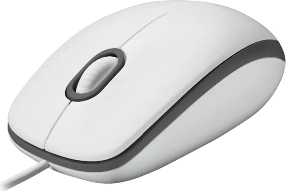 Maus Logitech M100 me kabllo USB 1000 dpi, i bardhë