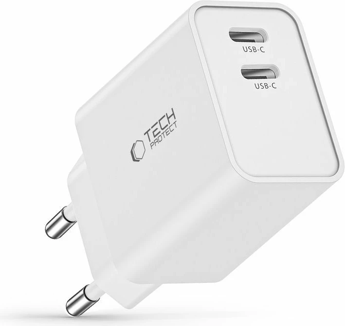 Karikues rrjeti Tech-Protect C35W, 2x USB-C PD 35W, i bardhë