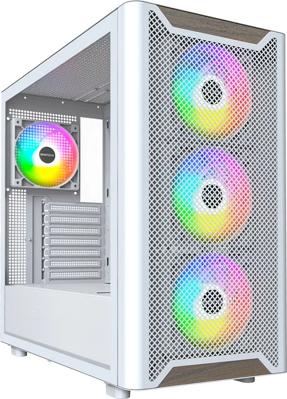 Kasë Montech XR Wood, Midi Tower, ATX/micro ATX/Mini-ITX, ARGB PWM, dru arre, e bardhë