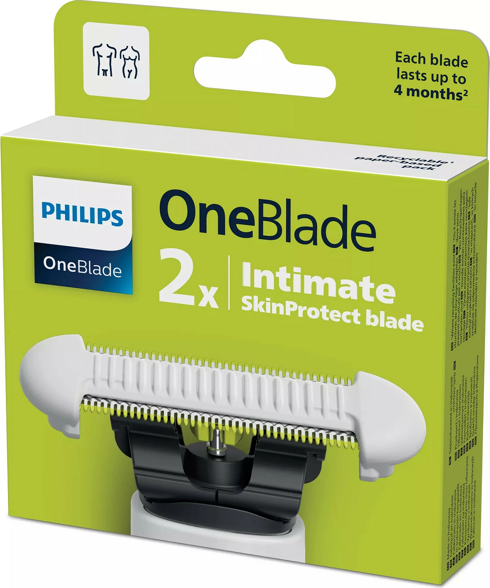Tehë zëvendësuese për makinё rroje Philips OneBlade QP229/52, 2 copë, bardhë/verdha