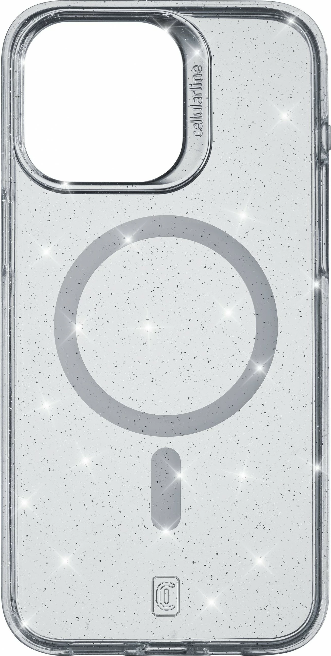 Mbështjellës Cellular Line Sparkle MagSafe për iPhone 15 Pro Max, transparent