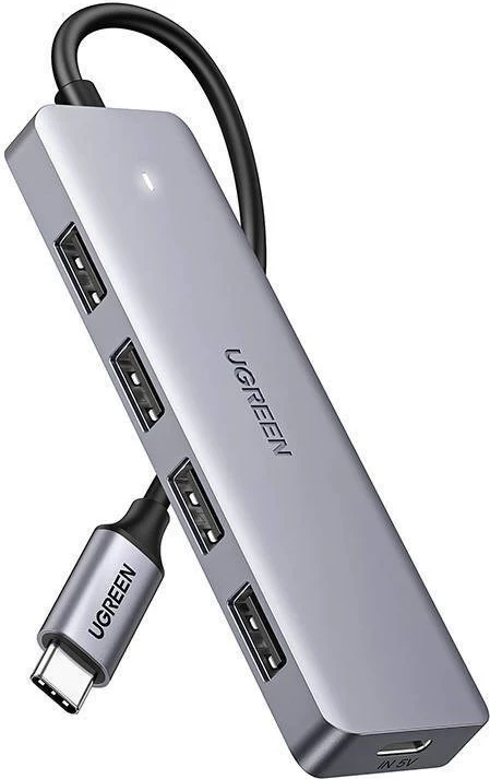 Hub USB-C UGREEN 4-në-1, 4x USB 3.0 + USB-C, Gri