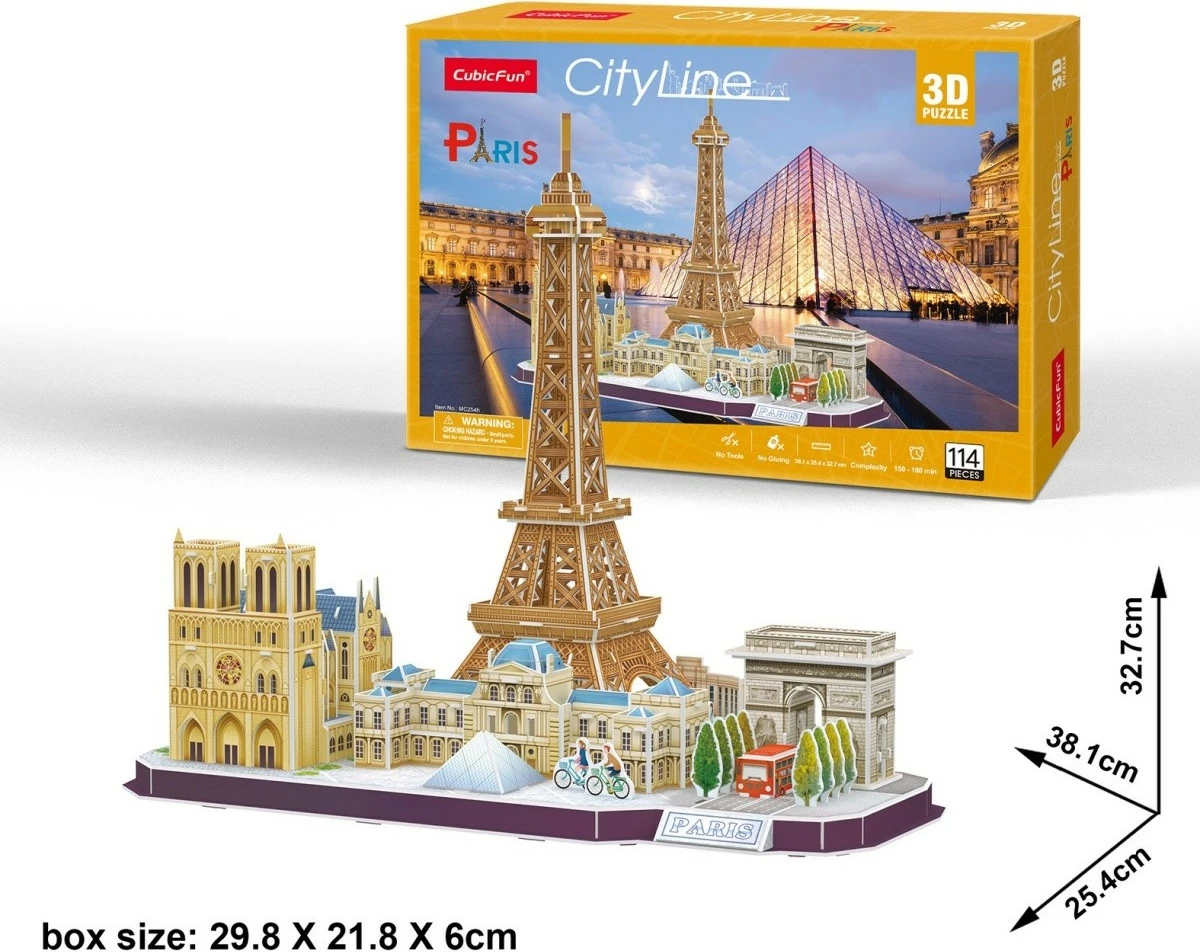 Puzzle 3D Cubic Fun City Line Paris, 114 pjesë