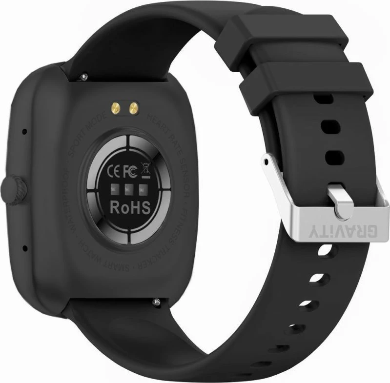 Smartwatch Gravity GT18-9, e zezë, 2 rripa