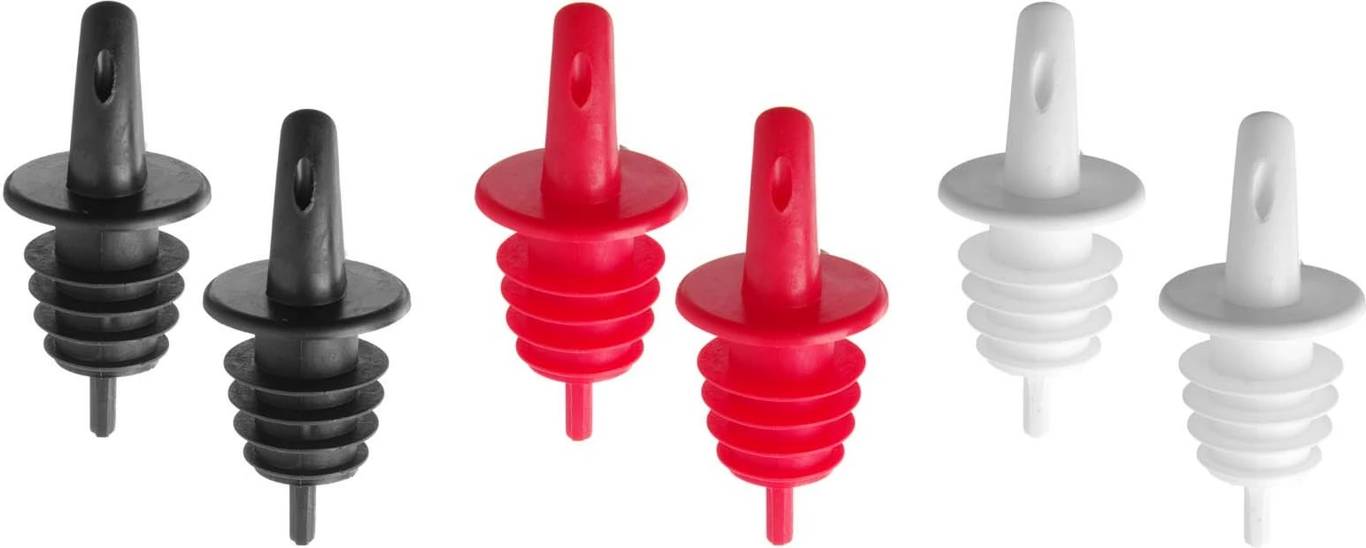 Derdhës shishe, Bar Up, EVA Free Flow Pourer, EVA, set 6 copë, e zezë/transparent/portokalli