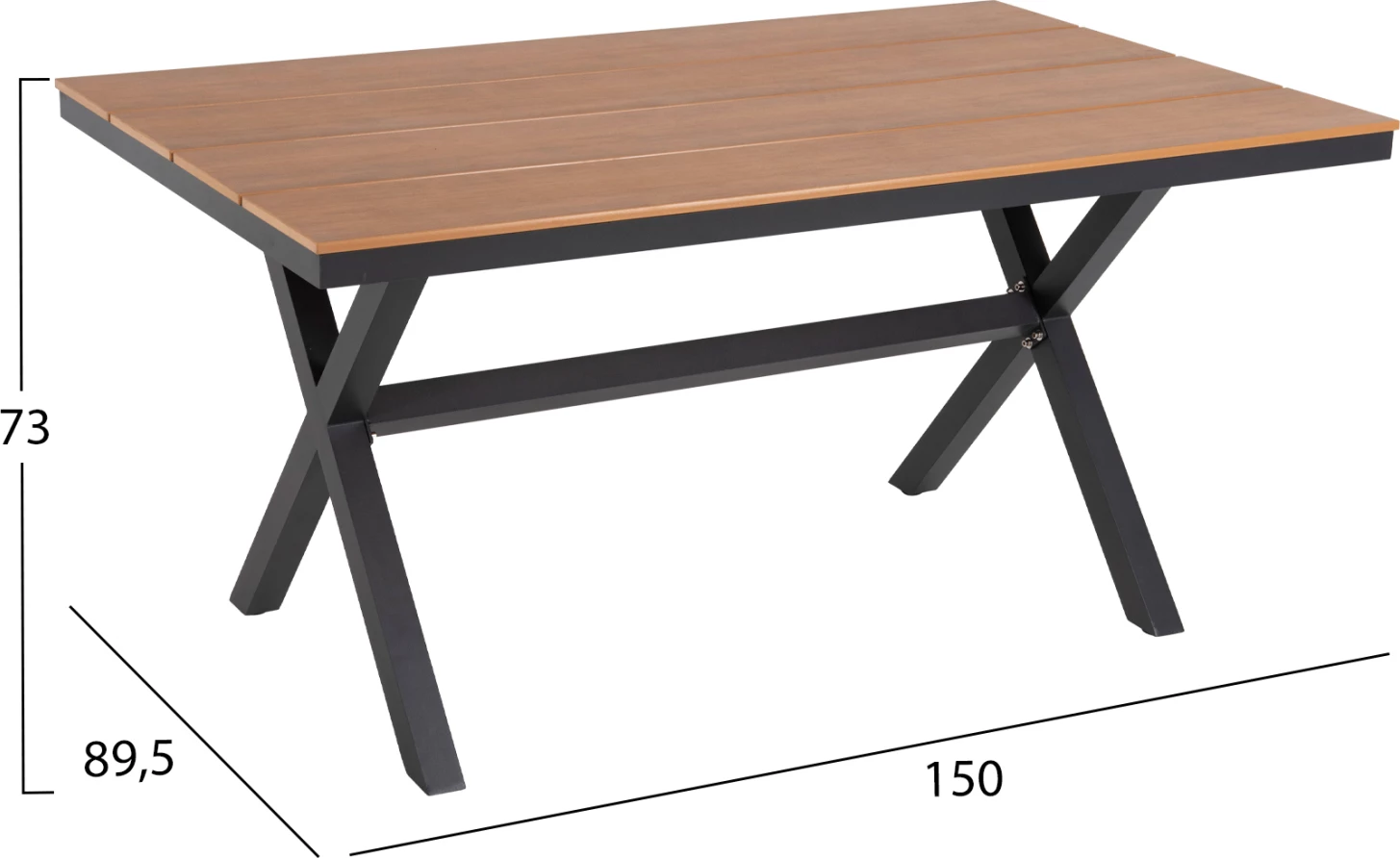 Tavolinë drejtkëndore alumini, ngjyrë antracit, FH6037.01, 150x89.5x73H