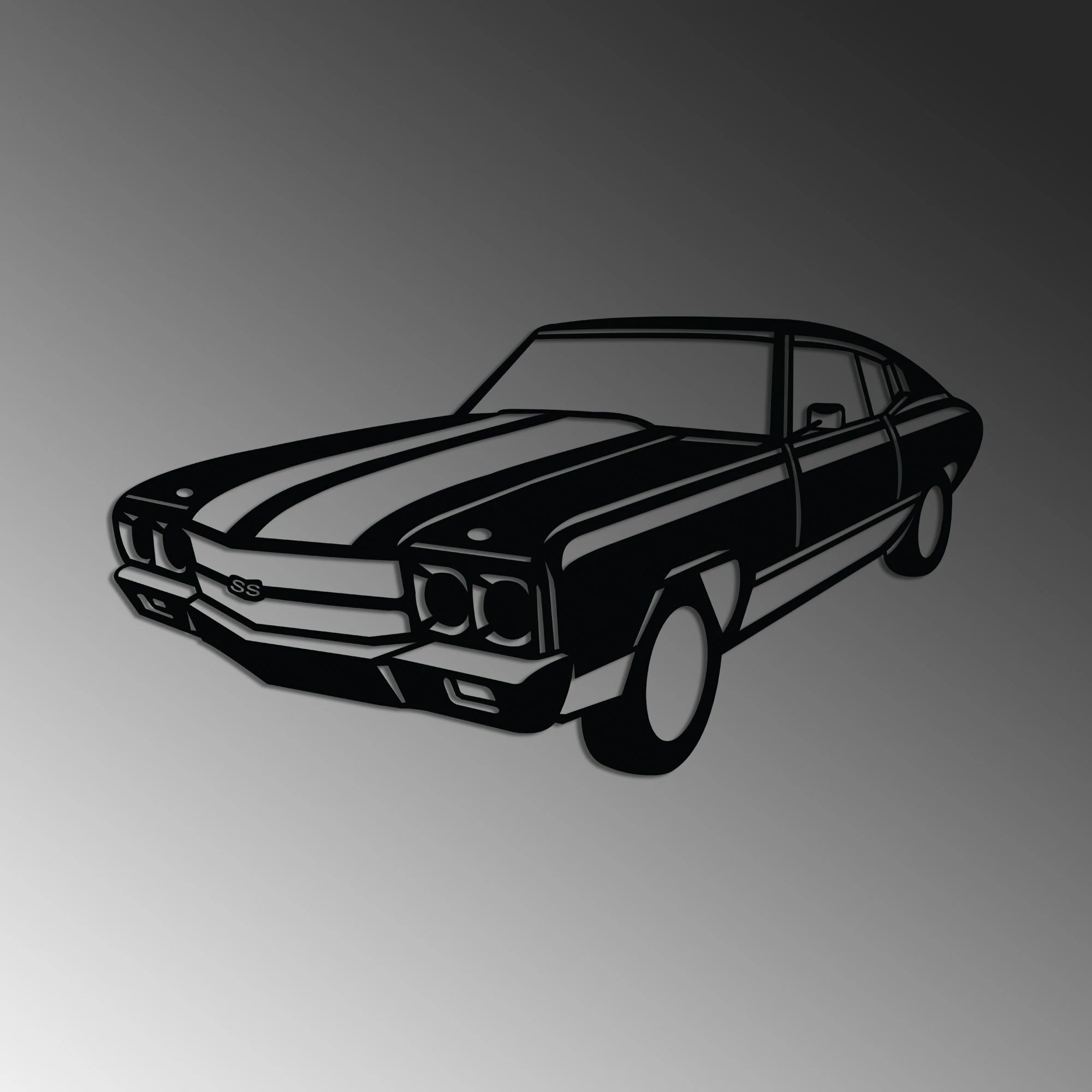 Aksesor dekorativ për mur, metalik, Wallity, Chevrolet SS Muscle, vintage, ngjyrë e zezë