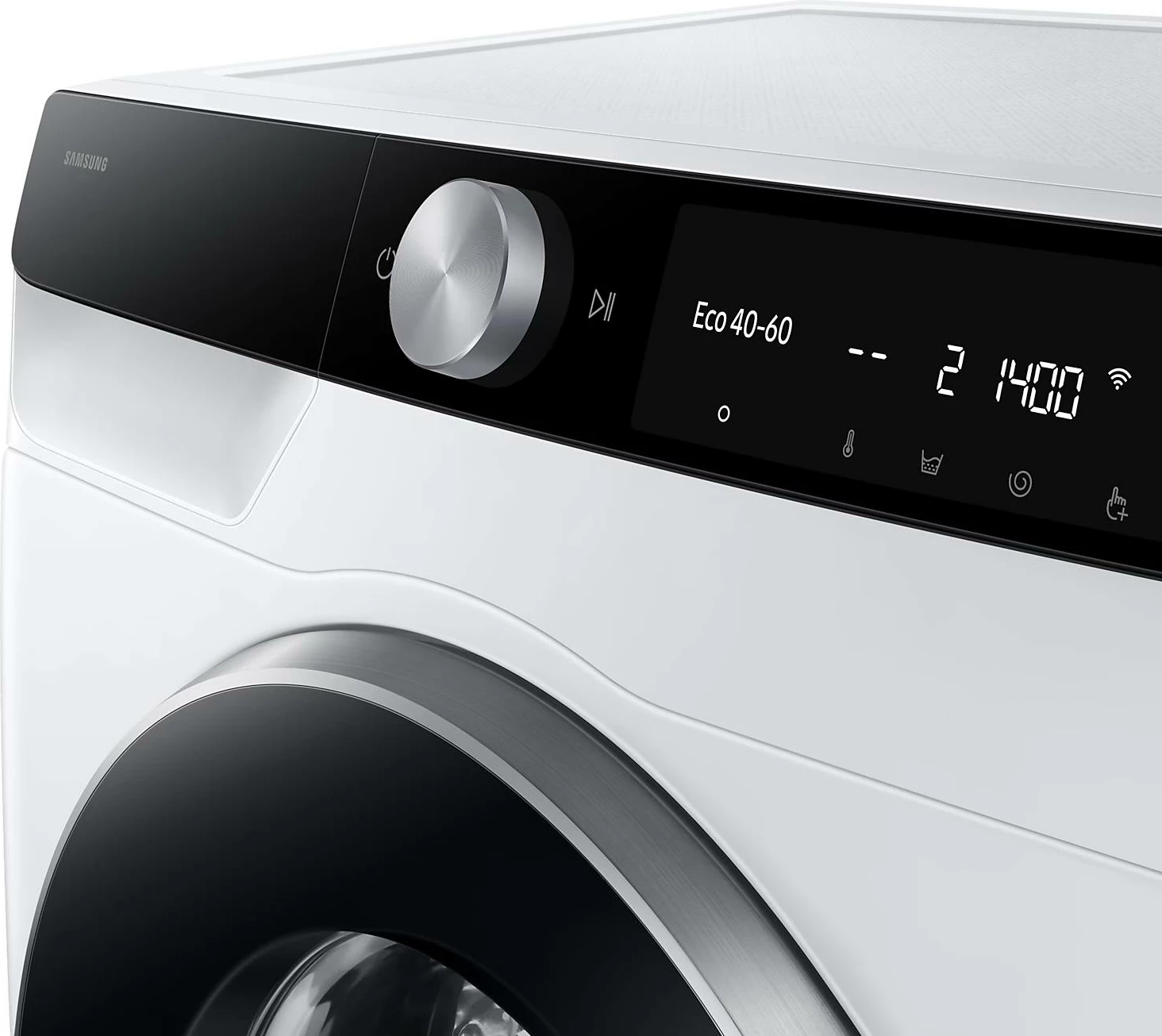 Makinë larëse Samsung WW90DG6G94LKU4, 9 kg, 1400 rpm, klasa energjike A, AI Ecobubble dhe AI Wash, Auto Dispense, Wi‑Fi SmartThings, e bardhë/derë e zezë