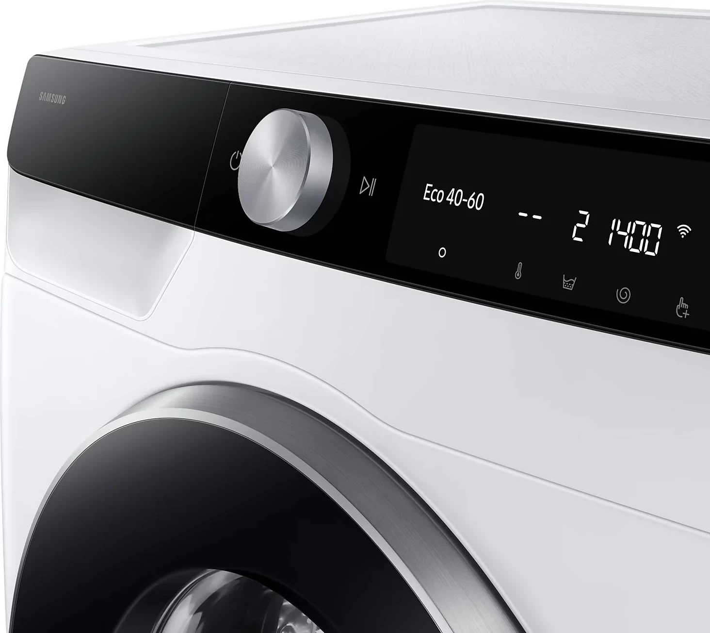 Makinë larëse Samsung WW90DG6G94LKU4, 9 kg, 1400 rpm, klasa energjike A, AI Ecobubble dhe AI Wash, Auto Dispense, Wi‑Fi SmartThings, e bardhë/derë e zezë