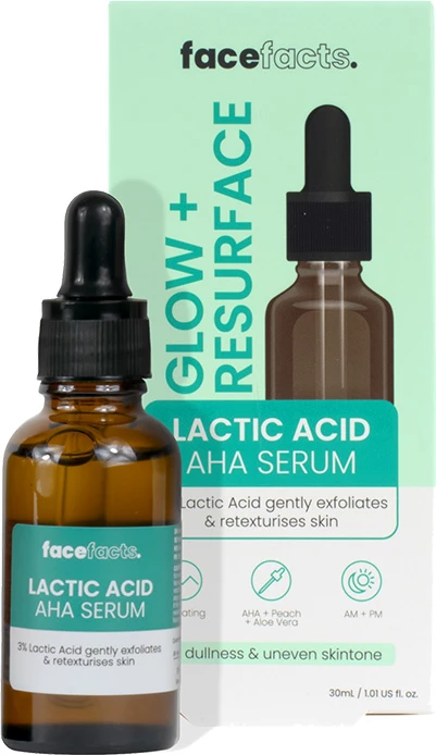Face Facts Glow &amp; Resurface Lactic Acid AHA Serum - 30ml